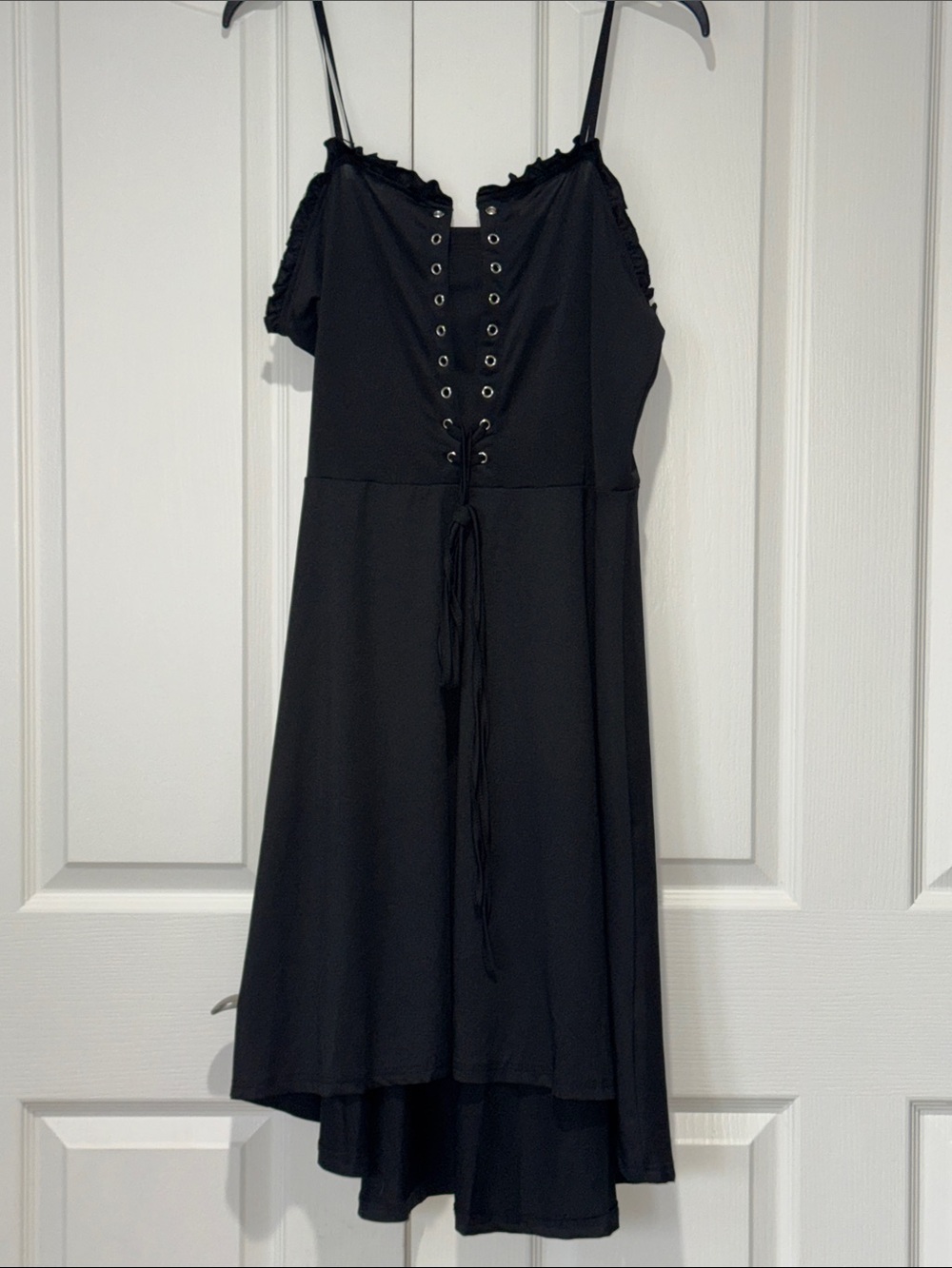 DRESSFO Gothic Lace-Up High-Low Dress. sexy flattering and layerable.